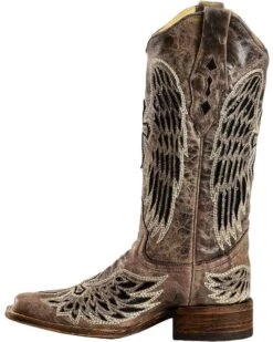 Corral Women's Sequin Wing & Cross Inlay Western Boots - Square Toe -Bootmith and Co. Store 045U62 89 LT