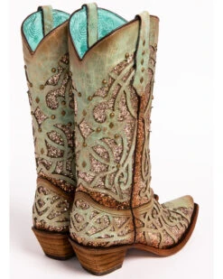 Corral Women's Mint Glitter Inlay Western Boots - Snip Toe 15 Corral Women's Mint Glitter Inlay Western Boots - Snip Toe -Bootmith and Co. Store 2000239665 300 BK