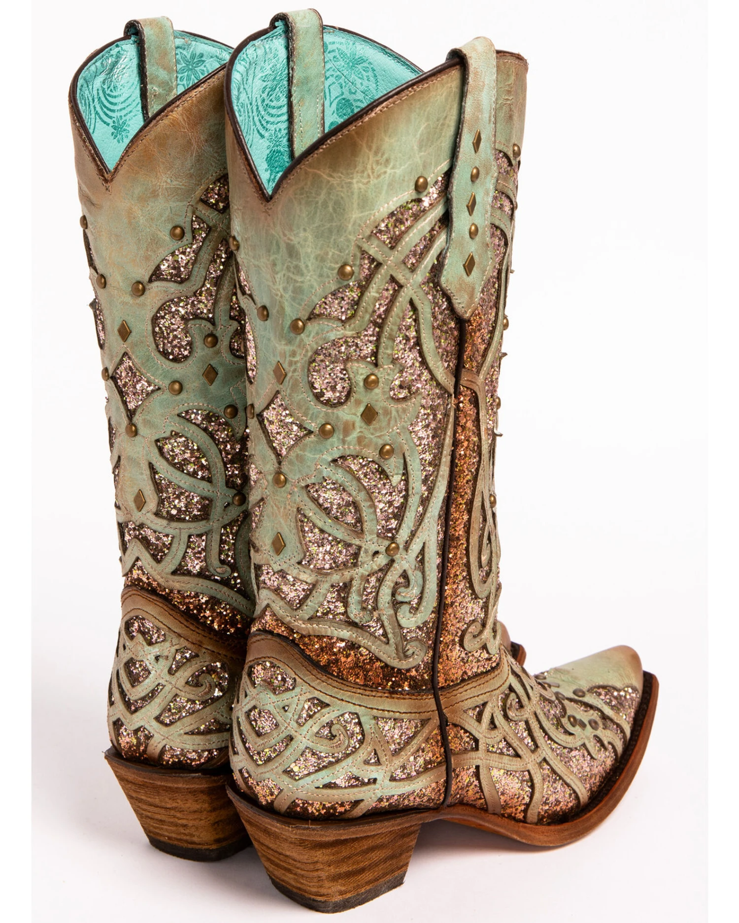 Corral Women's Mint Glitter Inlay Western Boots - Snip Toe 9 Corral Women's Mint Glitter Inlay Western Boots - Snip Toe - Image 7
