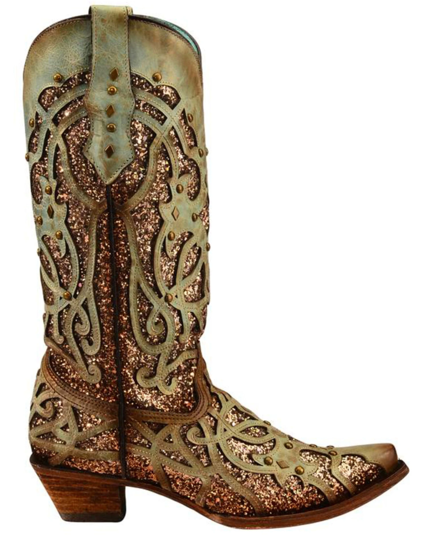 Corral Women's Mint Glitter Inlay Western Boots - Snip Toe 4 Corral Women's Mint Glitter Inlay Western Boots - Snip Toe - Image 2