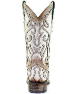 Corral Women's White Glitter Inlay Western Boots - Square Toe -Bootmith and Co. Store 2000288063 103 P4