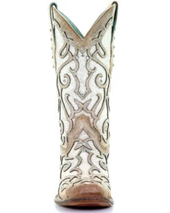 Corral Women's White Glitter Inlay Western Boots - Square Toe -Bootmith and Co. Store 2000288063 103 P5