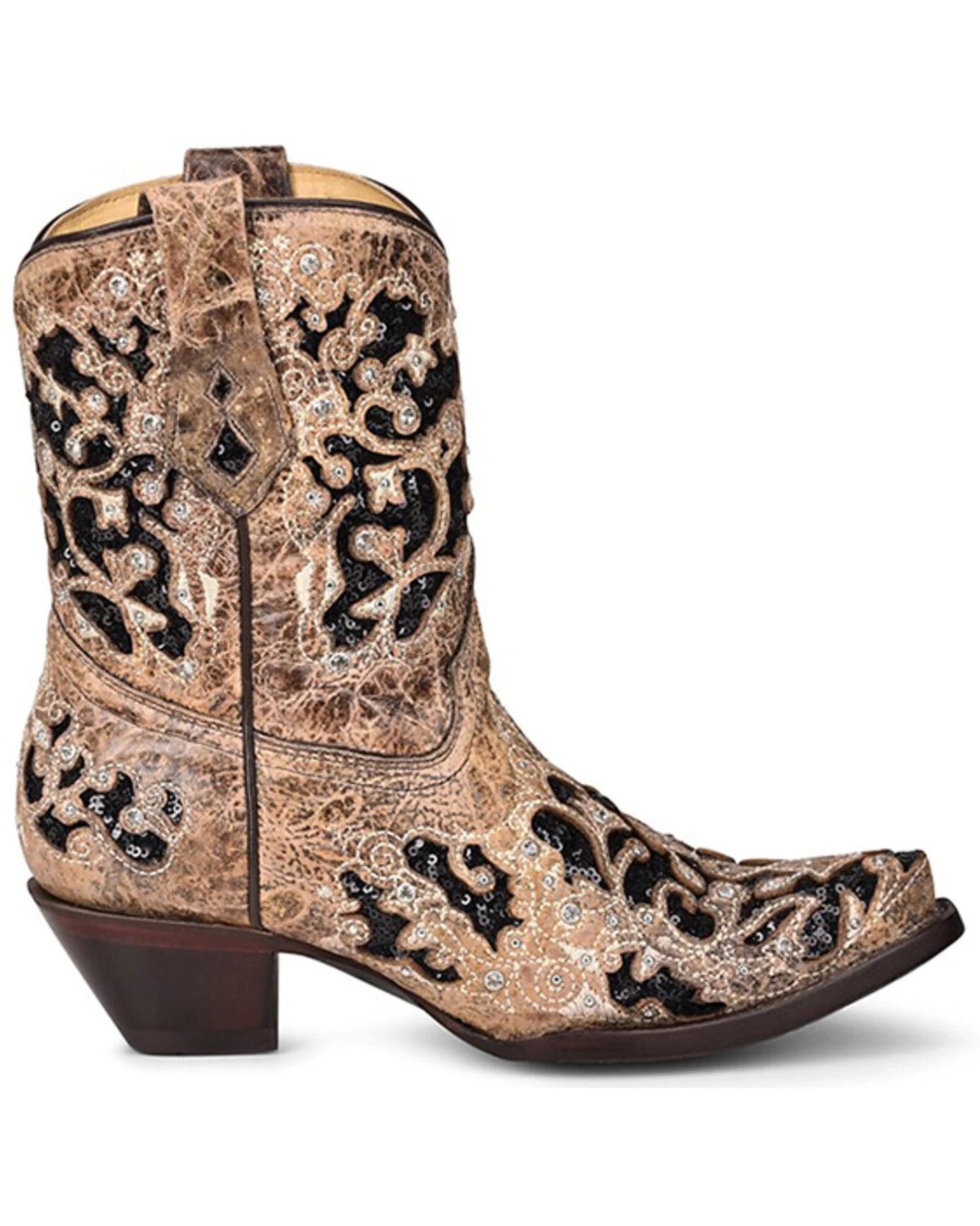 Corral Women's Brown Inlay Western Booties - Snip Toe 4 Corral Women's Brown Inlay Western Booties - Snip Toe - Image 2