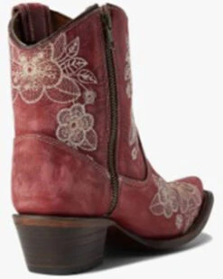 Corral Women's Flowered Embroidery Ankle Western Booties - Snip Toe -Bootmith and Co. Store 2000371810 920 P4