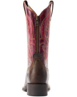 Ariat Women's Round Up Back Zip Western Performance Boots - Broad Square Toe -Bootmith and Co. Store 2000384090 200 P3